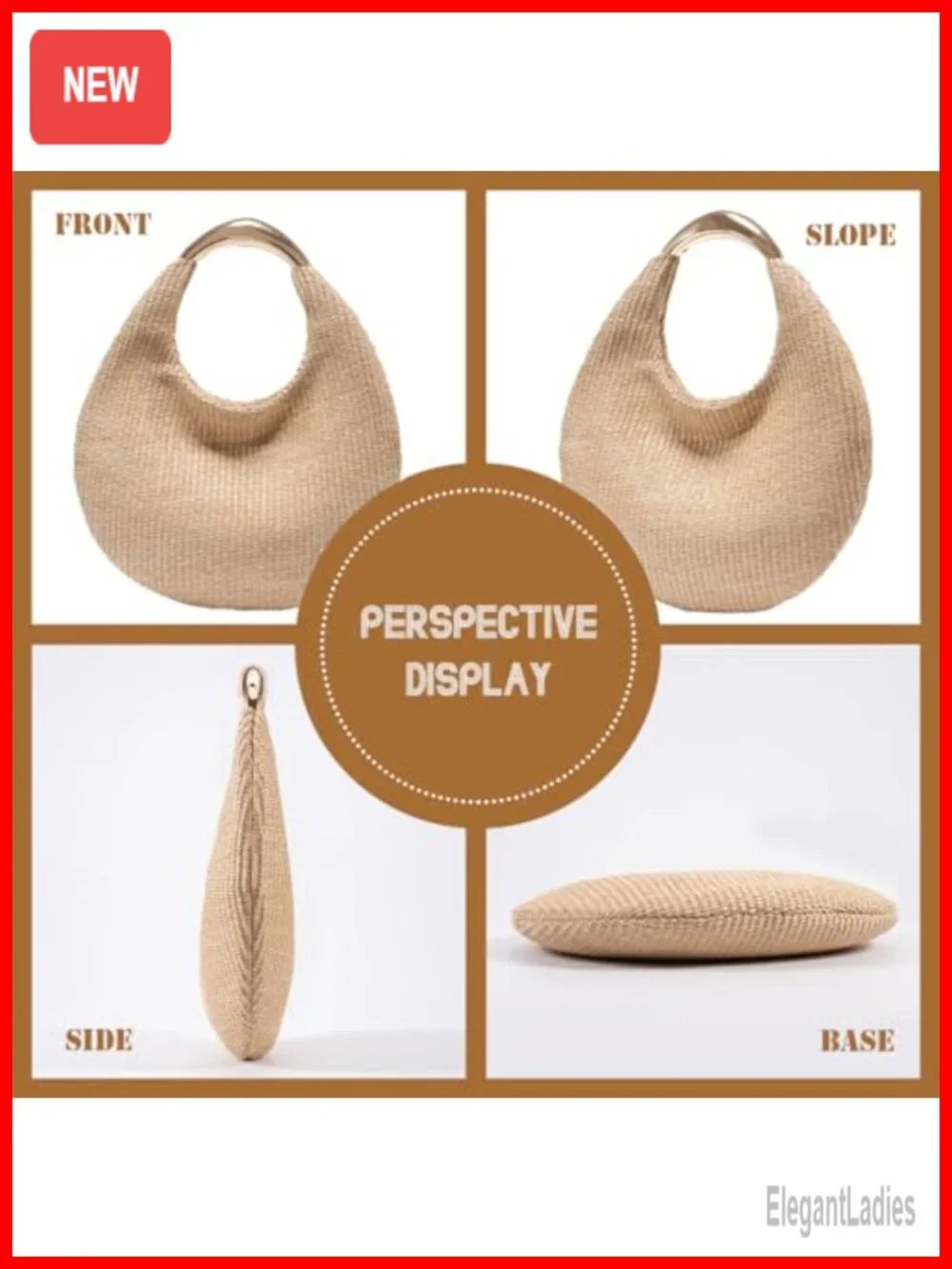 Handmade Woven Straw Hobo Bag Crescent Shoulder Tote Summer Beach